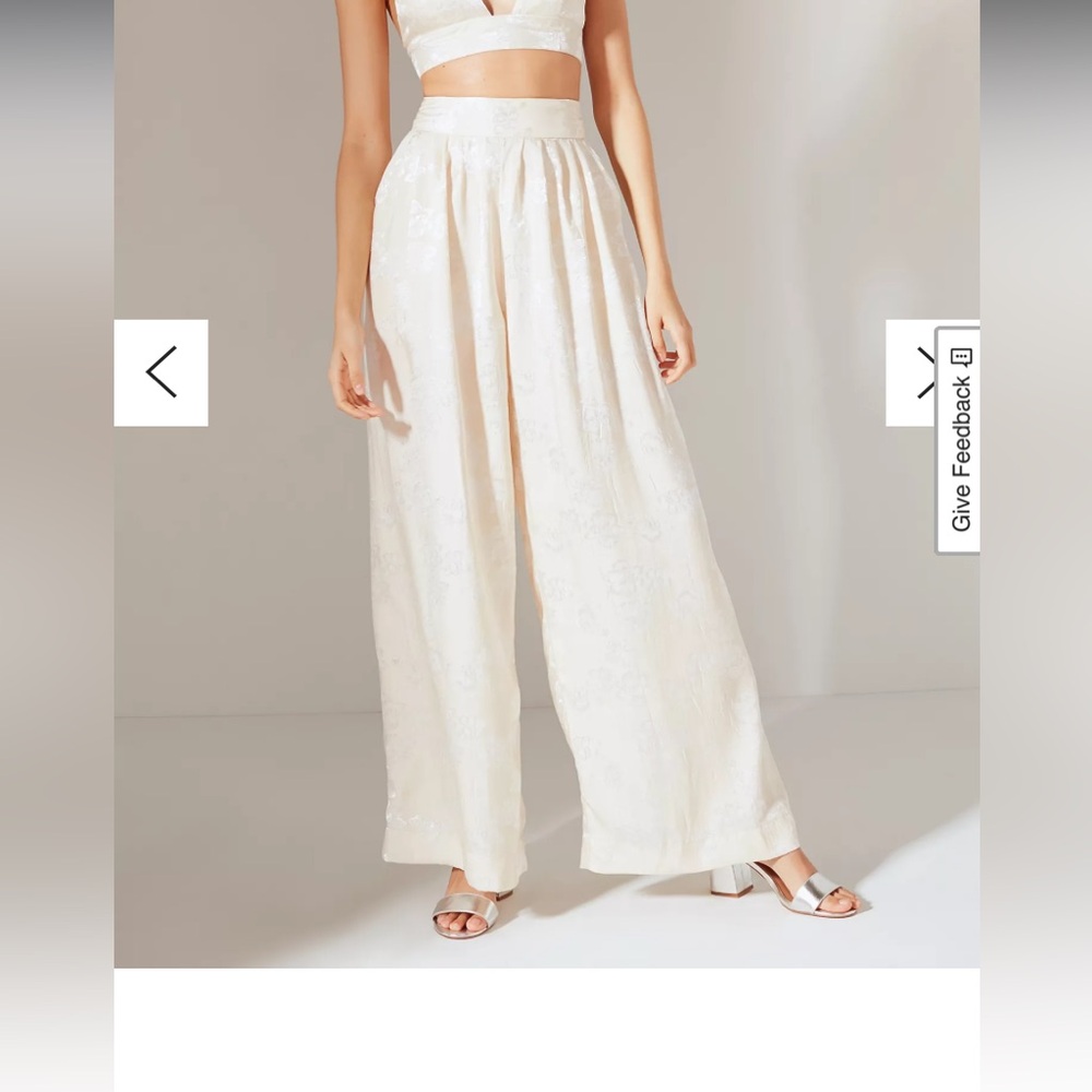 Urban Outfitters *Sold Out*  White Delphine Floral Wide-Leg Pant